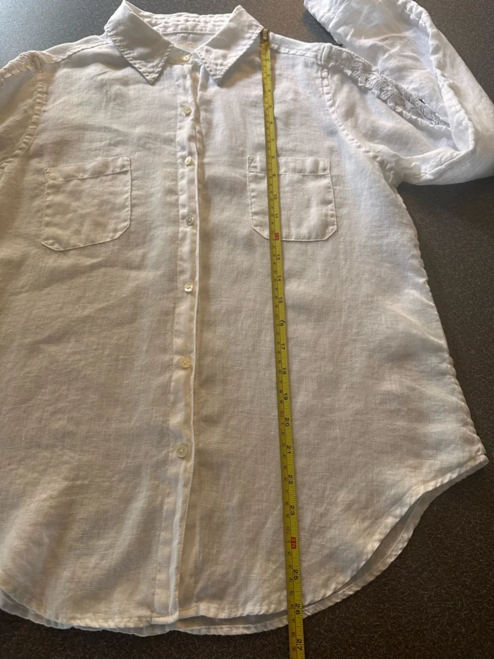 Lilly Pulitzer White 100% Linen Sea View Button Down Shirt Crochet Lace Sleeve - Picture 9 of 9